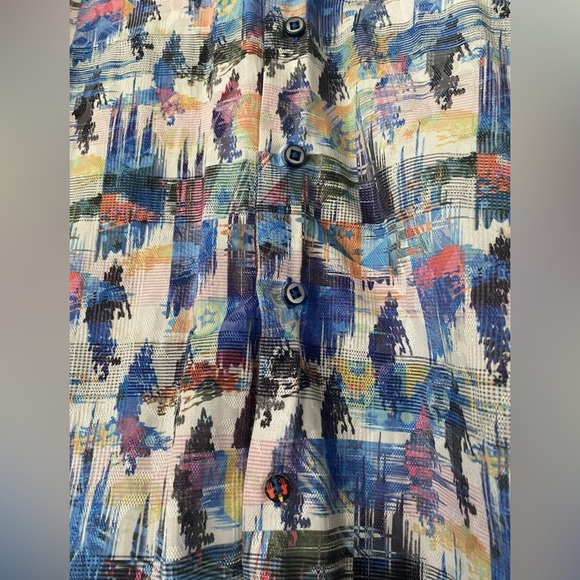 Men's Visconti Black Classic Button Front Long Sleeve Shirt Small- Multi-Color - Picture 6 of 14